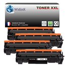 T3AZUR - Lot de 4 Toner compatibles avec HP CF244A (44A)  Noir 