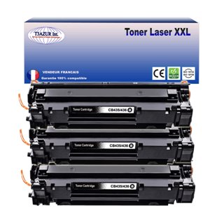 T3AZUR - Lot de 3 Toners génériques HP CE285A/ CE278A/ CB435A/ CB436A