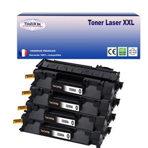 T3AZUR - Lot de 4 Toners génériques HP CE505A/CF280A (05A/80A)
