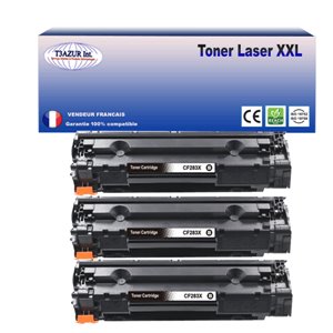 T3AZUR - Lot de 3 Toners génériques HP CF283X / HP 83X - 2 400p