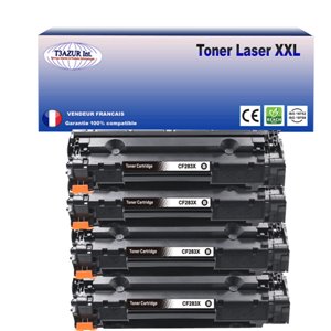T3AZUR - Lot de 4 Toners génériques HP CF283X / HP 83X - 2 400p