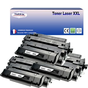 T3AZUR - Lot de 3 Toners génériques HP CE255X (55X) - 12 500p