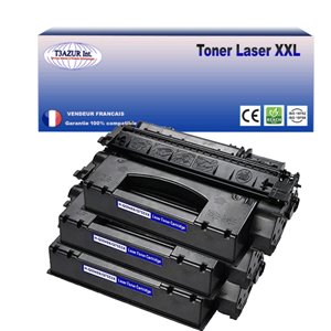 T3AZUR - Lot de 3 Toner  générique HP Q7553X/Q5949X (53X/49X) - 7 000p