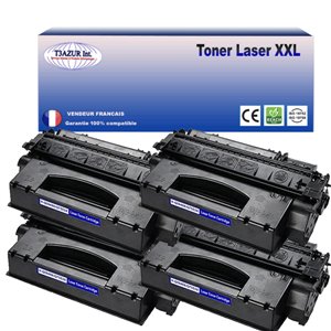 T3AZUR - Lot de 4 Toners générique HP Q7553X/Q5949X (53X/49X) - 7 000p