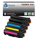 T3AZUR - Lot de 5 Toners génériques HP CF540/1/2/3X (203X)