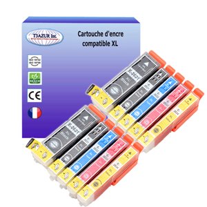 T3AZUR - Lot de 10 Cartouches compatibles Epson T2621 /T2631 / T2632 / T2633 / T2634 XL