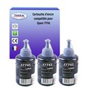 T3AZUR -  Lot de 3 Cartouches compatibles Epson T7741 (C13T774140) - Noire 140ml
