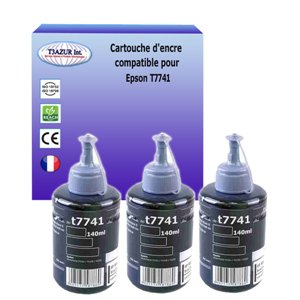 T3AZUR -  Lot de 3 Cartouches compatibles Epson T7741 (C13T774140) - Noire 140ml