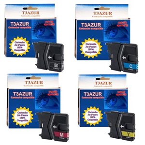 Lot de 4 cartouches compatibles pour Brother  DCPJ315W / DCPJ515W / DCP J315W / DCP J515W  Lot de 4 cartouches compatibles pour Brother  DCPJ315W / DCPJ515W / DCP J315W / DCP J515W
