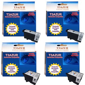 T3AZUR - Lot de 4 cartouches compatibles Epson T007-T008