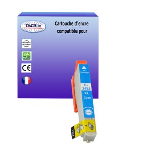 T3AZUR - Cartouche compatible Epson T2432 / T2422 XL - Cyan