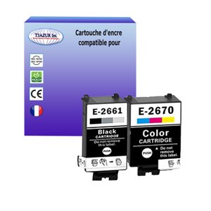 T3AZUR - Lot de 2 Cartouches compatibles Epson T2661-T2670XL