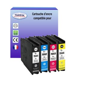 T3AZUR - Lot de 4 Cartouches compatibles Epson T7551 / T7552 / T7553 / T7554 XL