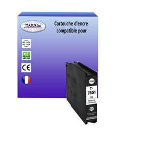 T3AZUR - Cartouche compatible Epson T7551XL - Noire