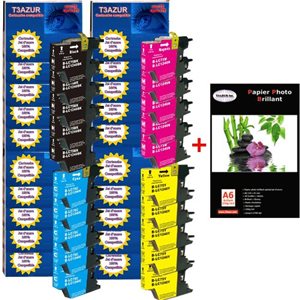 5+15 cartouches compatibles Brother DCPJ725DW / DCPJ825DW / DCP J725DW / DCP J825DW+ Pack de 20 papiers photos A6 Brillant 230g