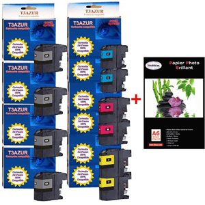 4+6 Cartouches compatibles Brother MFCJ4410DW / MFCJ4510DW / MFC J4410DW /MFC J4510DW+Pack de 20 papiers photos A6 Brillant 230g