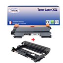 T3AZUR -  Pack de Toner + Tambour Laser Brother compatible TN2010 + DR2200