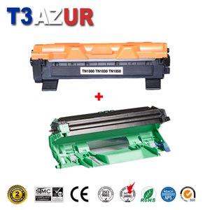 T3AZUR - Toner+Tambour compatible Brother TN1050 + DR1050