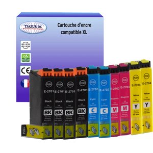 T3AZUR - Lot de 10 Cartouches compatibles pour Epson T2711 /12/13/14 XL