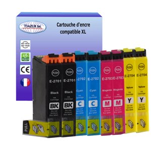 T3AZUR - Lot de 8 Cartouches compatibles pour Epson T2711 /12/13/14 XL