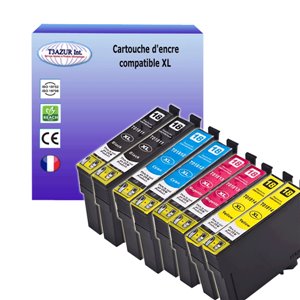 T3AZUR -Lot de 8 cartouches compatibles pour Epson T1811 / T1812 / T1813 / T1814 XL