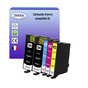 T3AZUR - Lot de 5 Cartouches compatibles Epson T34XL (série Balle de golf)