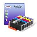 T3AZUR- Lot de 6 Cartouches Compatibles Canon PGI580/CLI-581 XXL 