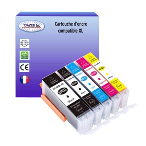 T3AZUR- Lot de 5 Cartouches compatibles pour Canon PGI-550 XL / CLI-551 XL (avec puce)