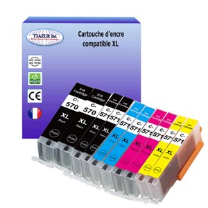  T3AZUR - Lot de 10 Cartouches Compatibles pour Canon PGI570/CLI571 XL (Haute Capacité) 