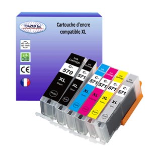  T3AZUR -  Lot de 6 Cartouches compatibles Canon PGI570/CLI571 XXL