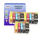 T3AZUR - Lot de 15 cartouches compatibles Canon PGI-525/CLI526 (avec puce)