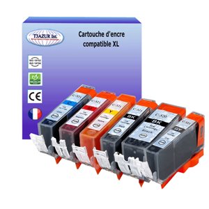 T3AZUR -  Lot de 6 Cartouches compatibles Canon PGI520XL