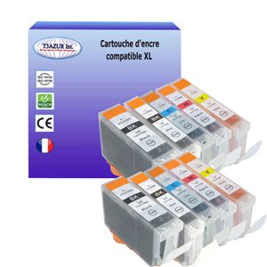  T3AZUR - Lot de 10 Cartouches compatibles Canon PGI-5/CLI8