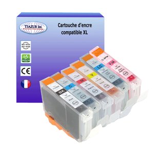  T3AZUR - Lot de 6 Cartouches compatibles Canon CLI-8 Photo