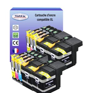 T3AZUR - Lot de 10 Cartouches compatibles pour Brother LC-129/ LC-125 XL