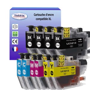 T3AZUR - Lot de 10 Cartouches compatibles Brother LC3213 XL 