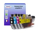 T3AZUR - Lot de 4 Cartouches compatibles Brother LC3213 XL 