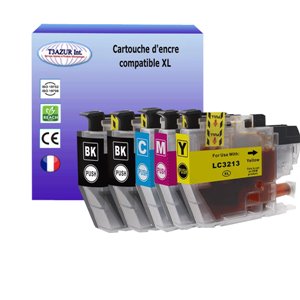 T3AZUR - Lot de 5 Cartouches compatibles Brother LC3213 XL 