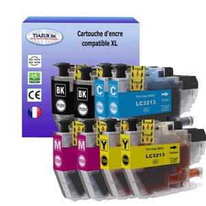 T3AZUR - Lot de 8 Cartouches compatibles Brother LC3213 XL 
