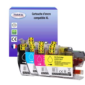 T3AZUR - Lot de 4 Cartouches compatibles Brother LC3219 XL (avec puce)