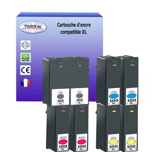 T3AZUR - Lot de 8 Cartouches compatibles Lexmark 100XL