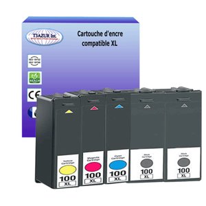 T3AZUR - Lot de 5 Cartouches compatibles Lexmark 100XL