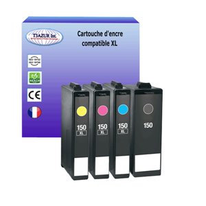 T3AZUR - Lot de 4 cartouches compatibles pour Lexmark 150XL 