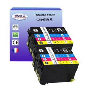 T3AZUR - Lot de 8 Cartouches compatibles Epson T3591/2/3/4  (série CADENAS)
