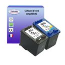 T3AZUR - Lot de 2 Cartouches compatibles pour HP (n°21+n°22) XL  