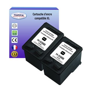 T3AZUR- Lot de 2 Cartouches compatibles HP n°338  ( C8765EE ) - Noire