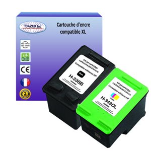 HP 338 / HP 343 - HP Photosmart C3100 C3170 C3180 C3190 Lot 2 cartouches compatible HP338 HP343