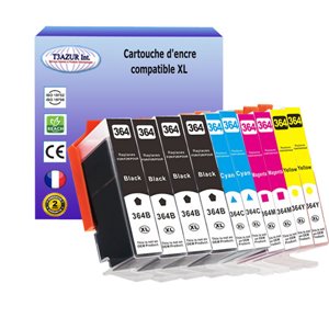 T3AZUR - Lot de 10 cartouches compatibles pour HP n°364 XL