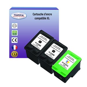 2+1 Cartouches compatibles avec HP remplace HP 338+ HP343 (2xNoir+1xCouleur) 18ml - T3AZUR