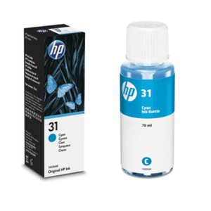 T3AZUR - Bouteille d'encre d'origine HP 31 (1VU26AE) - Cyan - 70ml